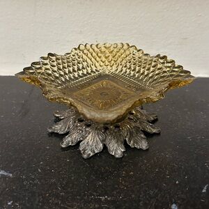 Vintage Candy Fruit Square Glass Pedestal Bowl